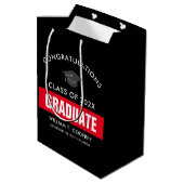 Aangepast Afstuderen voor rood en zwart Medium Cadeauzakje (Achterkant Gekanteld)