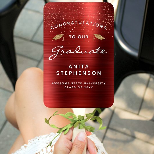 Aangepast Afstuderen voor rood metallisch wit goud Handwaaier