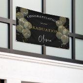 Aangepast Afstuderen voor zwarte & goudfeesten Spandoek (Buitenkant Gebouw)
