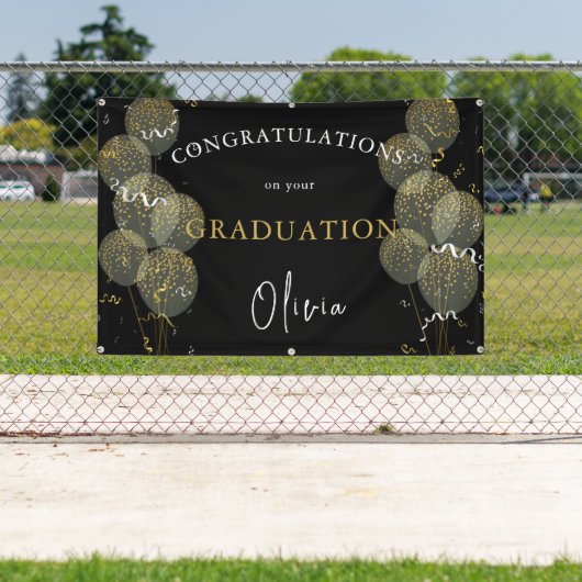 Aangepast Afstuderen voor zwarte & goudfeesten Spandoek (Insitu)