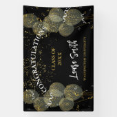 Aangepast Afstuderen voor zwarte & goudfeesten Spandoek (Verticaal)