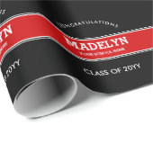 Aangepast Afstuderen zwart-wit en rood Cadeaupapier (Rol Hoek)