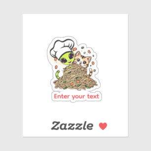 Aangepast Alien Chef Kat Ramen Kawaii Ontwerp Sticker