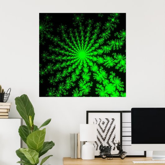 Aangepast Alien Fractal Burst Poster (Thuiskantoor)