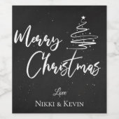 Aangepast alkbord | Vrolijk kerstfeest Wijn Etiket (Enkel label)