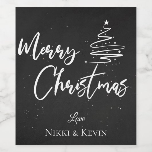 Aangepast alkbord | Vrolijk kerstfeest Wijn Etiket (Enkel label)