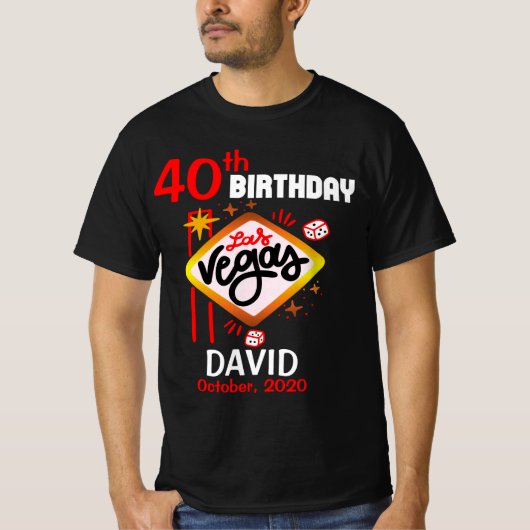 Aangepast als Las Vegas Birthday Party T-shirt (Voorkant)