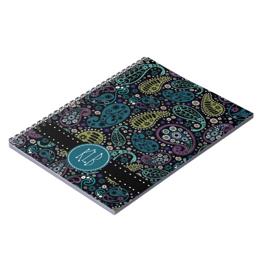 Aangepast als Peacock Paisley Print Notitieboek (Linkerzijde)