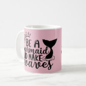 Aangepast als zeemeermin en maak golven roze koffiemok (Voorkant links)