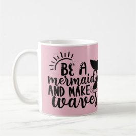 Aangepast als zeemeermin en maak golven roze koffiemok