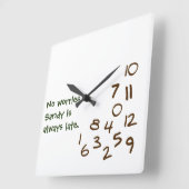 Aangepast ALTIJD LAAT Vierkante Klok (Hoek)