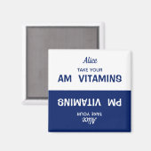 Aangepast AM/PM Vitamine Pill Reminder Magnet (Voorkant / Achterkant)