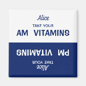 Aangepast AM/PM Vitamine Pill Reminder Magnet (Voorkant)