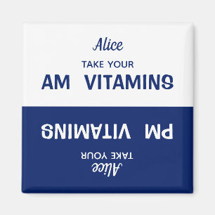 Aangepast AM/PM Vitamine Pill Reminder Magnet
