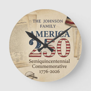 Aangepast Amerika 250 Semiquincentennial 1776–2026 Ronde Klok