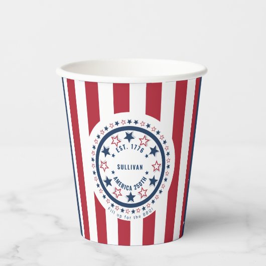 Aangepast Amerika 250e monogram patriottisch Papieren Bekers (Voorkant)