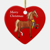 Aangepast Amerikaans kerstfeest met saddlebred Keramisch Ornament (Voorkant)