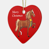 Aangepast Amerikaans kerstfeest met saddlebred Keramisch Ornament (Links)