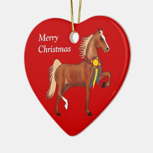 Aangepast Amerikaans kerstfeest met saddlebred Keramisch Ornament (Links)