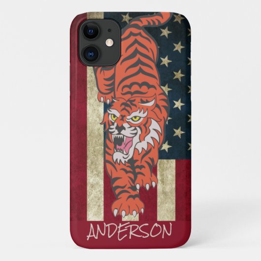 Aangepast Amerikaans Oranje tijger Case-Mate iPhone Case (Achterkant)