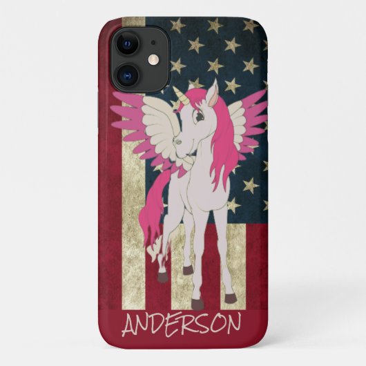 Aangepast Amerikaans-Roze Unicorn Case-Mate iPhone Case (Achterkant)