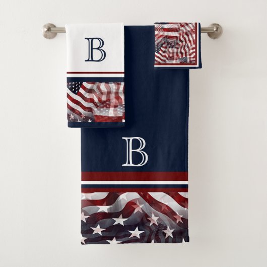 Aangepast Amerikaans vlag en sterrenpatroon Bad Handdoek (Insitu)
