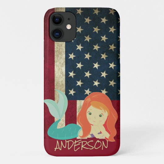 Aangepast Amerikaans Zeemeermin Oranje Case-Mate iPhone Case (Achterkant)