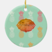 Aangepast anananassleblauw anananasslepatroon keramisch ornament (Achterkant)