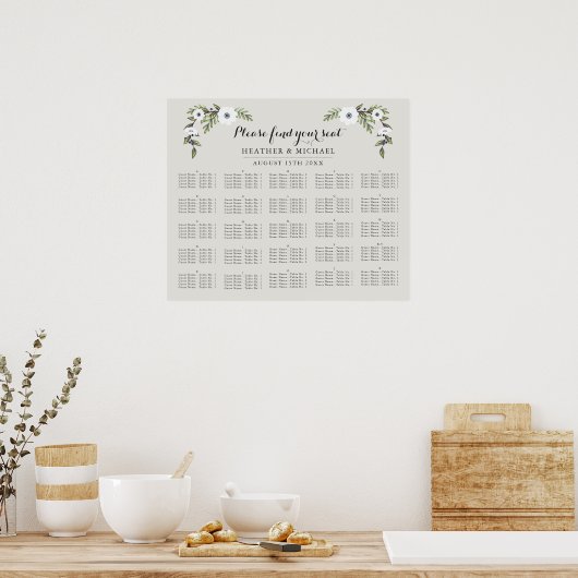 Aangepast Anemone-Alfabetical Seating Chart Poster (Keuken)