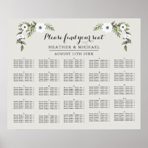 Aangepast Anemone-Alfabetical Seating Chart Poster