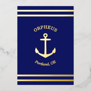 Aangepast anker embleem nautisch (blauw) kaart