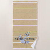 Aangepast anker Modern rustiek hout Witte strepen Strandlaken (Voorkant)