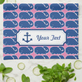 Aangepast anker voor Nautical Blue Whale Theedoek (Gevouwen)