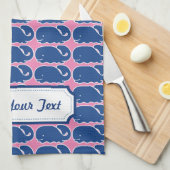 Aangepast anker voor Nautical Blue Whale Theedoek (Quarter Fold)