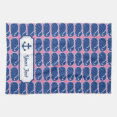 Aangepast anker voor Nautical Blue Whale Theedoek (Horizontaal)