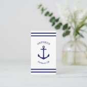 Aangepast ankerembleem maritiem (wit & blauw) visitekaartje (Staand voorkant)