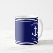 Aangepast Ankerembleem Nautisch (blauw) Koffiemok (Voorkant rechts)