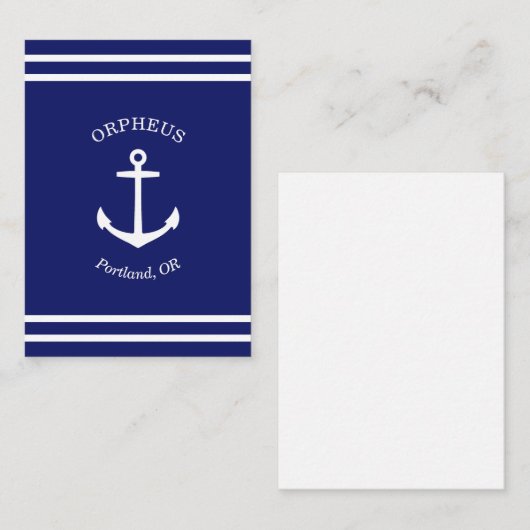 Aangepast Ankerembleem Nautisch (blauw) Notitiekaartje (Voorkant / Achterkant)