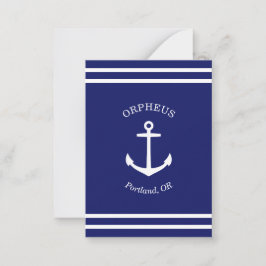 Aangepast Ankerembleem Nautisch (blauw) Notitiekaartje
