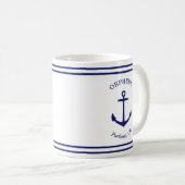 Aangepast Ankerembleem Nautisch (wit & blauw) Koffiemok (Voorkant rechts)