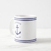 Aangepast Ankerembleem Nautisch (wit & blauw) Koffiemok (Voorkant links)