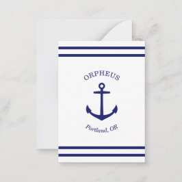 Aangepast Ankerembleem Nautisch (wit & blauw) Notitiekaartje