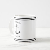 Aangepast Ankerembleem Nautisch (wit & zwart) Koffiemok (Voorkant links)