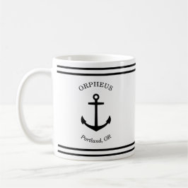 Aangepast Ankerembleem Nautisch (wit & zwart) Koffiemok