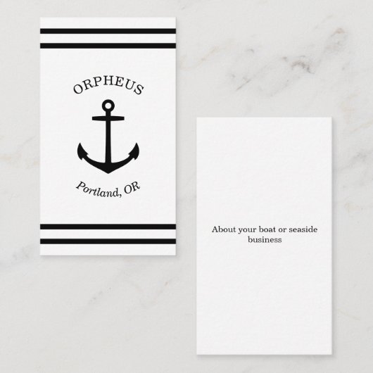 Aangepast Ankerembleem Nautisch (wit & zwart) Visitekaartje (Voorkant / Achterkant)