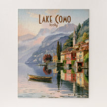 Aangepast Antiek Meer van Como Italië Aquarel Reis