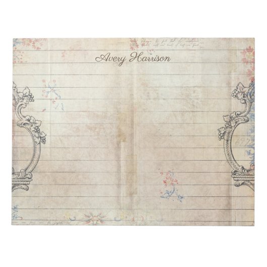 Aangepast  Antiek met Shabby Chic Grunge Notitieblok (Voorkant)