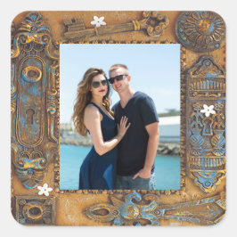 Aangepast Antiek Skelet Skelet Key Lijst Afbeeldin Vierkante Sticker