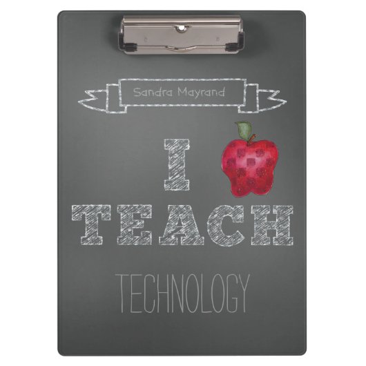 Aangepast Apple Chalkboard I Teach Klembord (Voorkant)