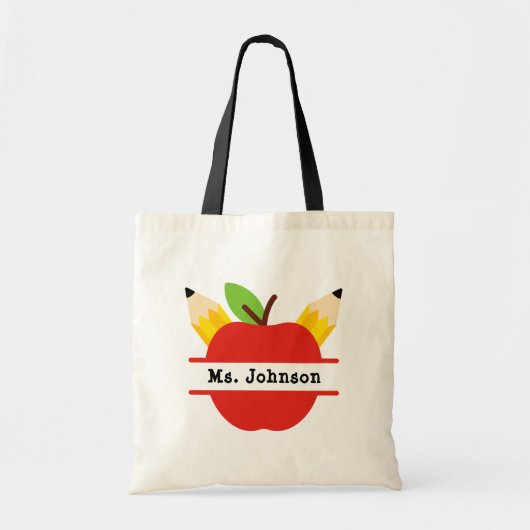 Aangepast Apple Pencil Naam van leraar Tote Bag (Voorkant)